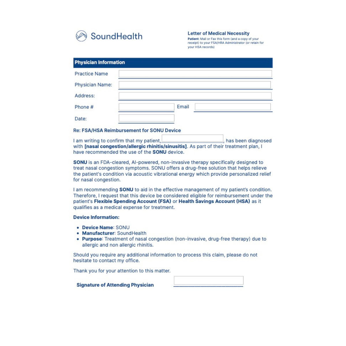 Letter of Medical Necessity