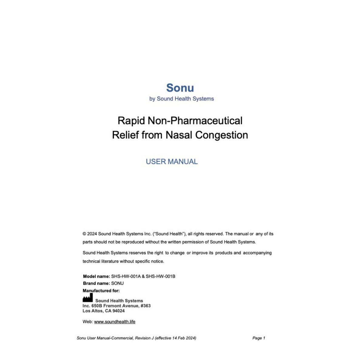 Product Manual SONU