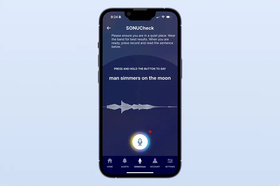 A visual preview of the SONUCheck tool on the screen of a mobile device